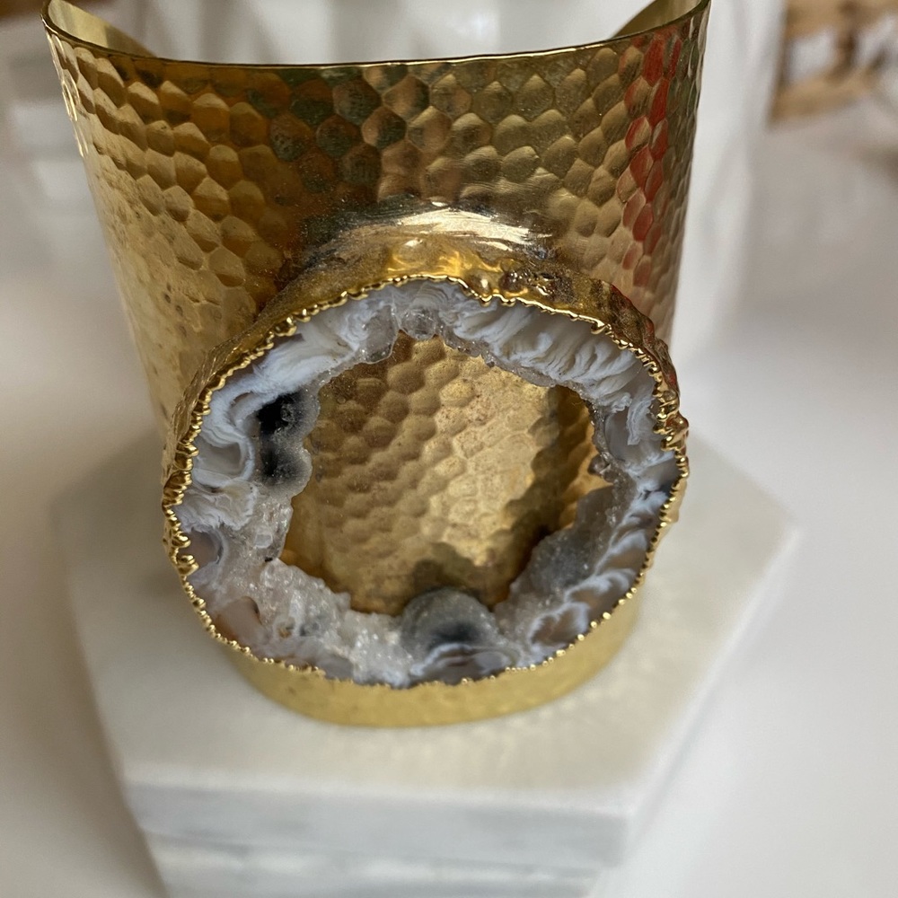 Gold cuff with stone detail- adjustable